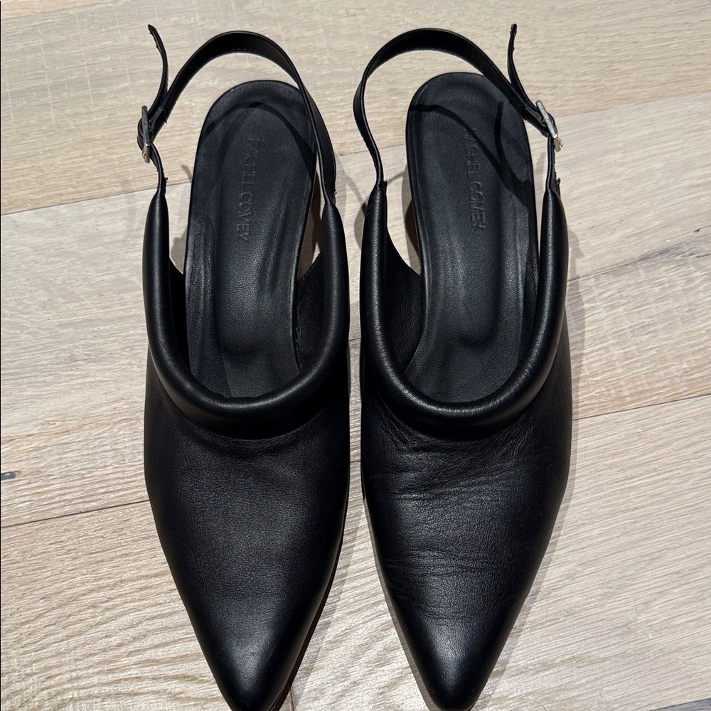 Rachel Comey Black Leather Slingback Heels